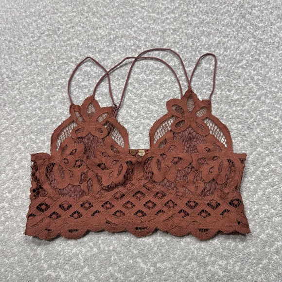 Free People Bralette Womens Small Maeve Adella Lace Smocked Strappy Boho - Picture 1 of 5